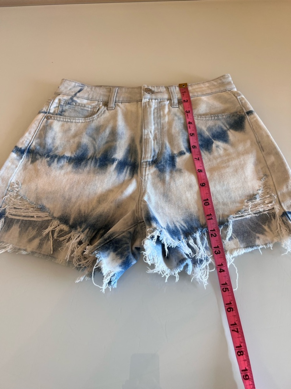 AMERICAN EAGLE Tie Dye Denim Shorts High Rise Cutoff Festival - Picture 8 of 15